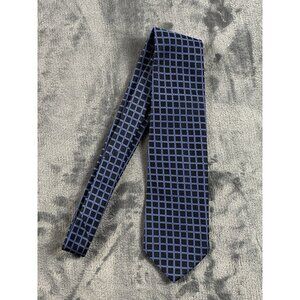 Christian Dior Men's Necktie Blue Black Textured Geometric All Polyester